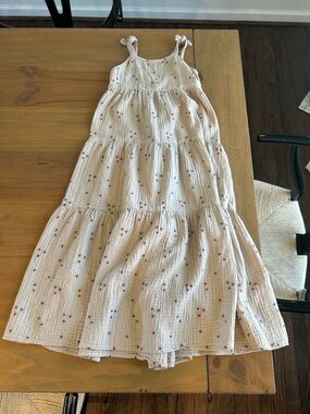 Rylee + Cru Cream Tiered Floral Maxi Dress with Tie Straps